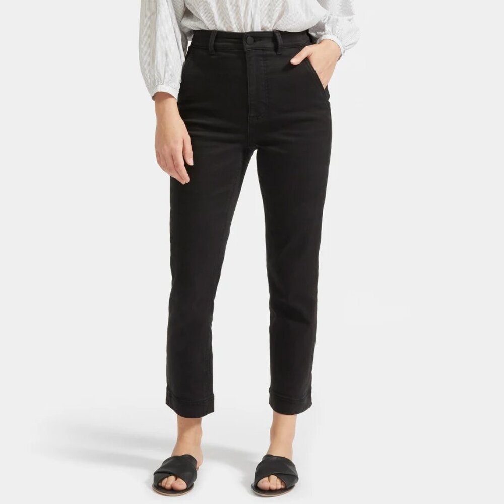 Everlane Slim Leg Crop Pants Washed Black High Rise Tapered Size 4